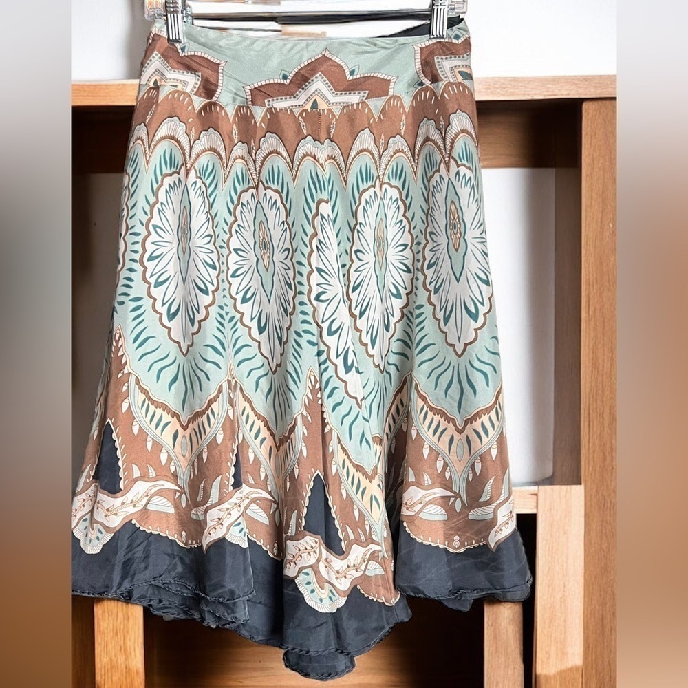 COLDWATER CREEK vintage Silk Twill Midi Full Skirt size L - Picture 3 of 7